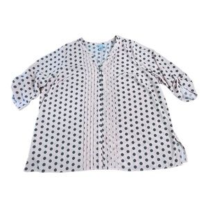 Catherines Light Pink and Grey Polka Dot Button Up Blouse Size 3X